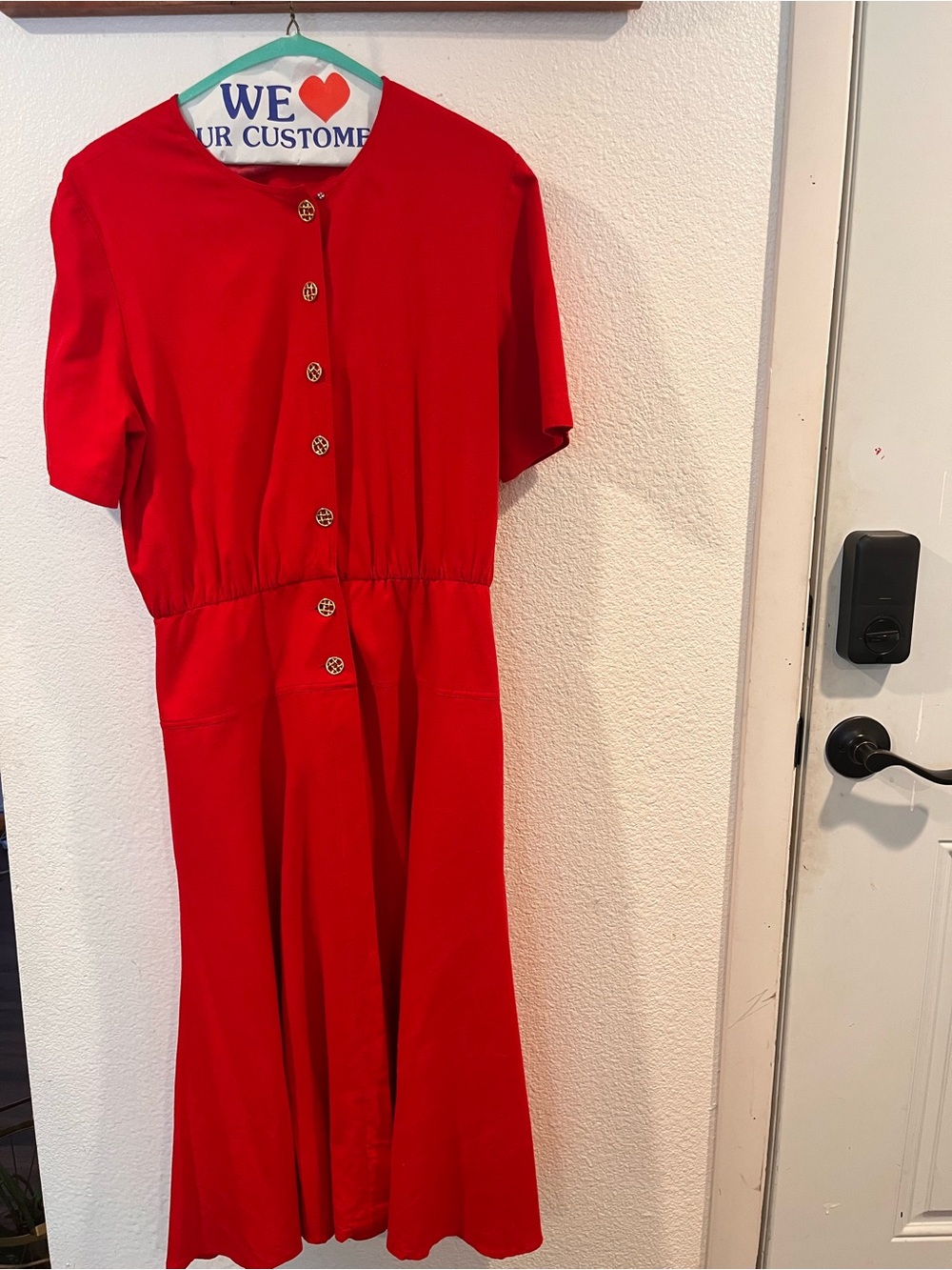 Liz Claiborne Red Short-Sleeve Button-Front Casual Dress